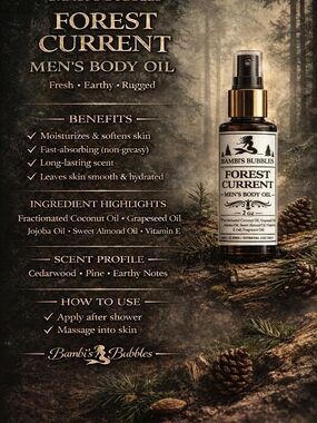 Forest Current Hand Crafted Men's Body Oil 2oz Spray Application
